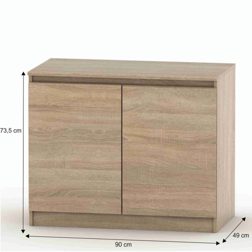 2 dverová komoda, dub sonoma, HANY NEW 008