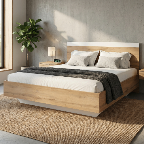 Manželská posteľ, 180x200, dub wotan/biela, GABRIELA