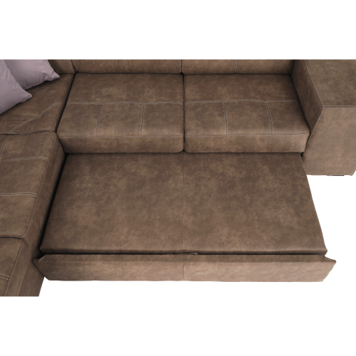 Sedacia súprava, látka hnedá/svetlofialová, ľavá, LANZA