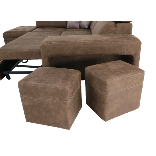 Sedacia súprava, látka hnedá/svetlofialová, ľavá, LANZA