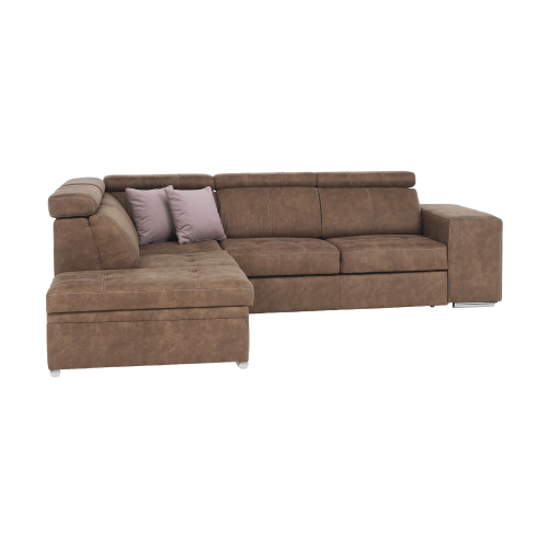 Sedacia súprava, látka hnedá/svetlofialová, ľavá, LANZA