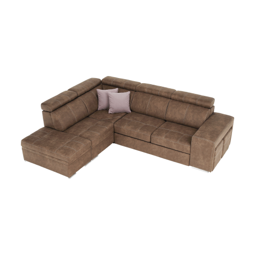 Sedacia súprava, látka hnedá/svetlofialová, ľavá, LANZA