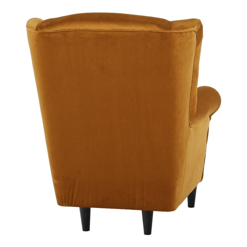 Kreslo ušiak s taburetom, látka horčicová, ASTRID