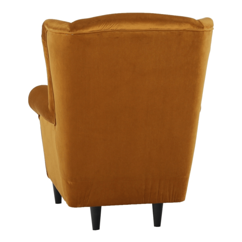 Kreslo ušiak s taburetom, látka horčicová, ASTRID