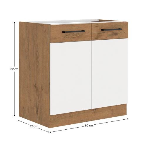 Drezová skrinka, biela extra vysoký lesk HG/dub lancelot, VEGA 80 ZL 2F BB