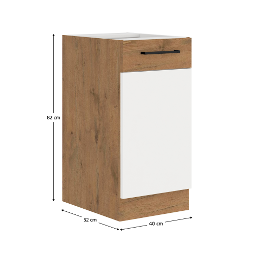 Spodná skrinka, biela extra vysoký lesk HG/dub lancelot, VEGA D40 1F BB