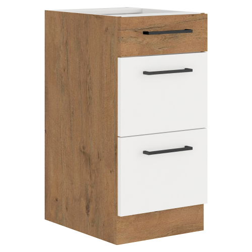 Spodná skrinka, biela extra vysoký lesk HG/dub lancelot, VEGA D40 3S BB