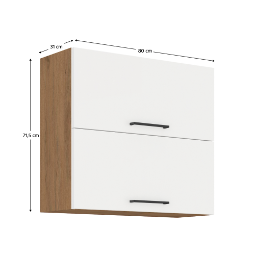 Horná skrinka, dub lancelot/biela extra vysoký lesk HG, VEGA 80 GU-72 2F
