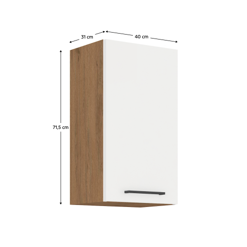 Horná skrinka, dub lancelot/biela extra vysoký lesk HG, VEGA 40 G-72 1F