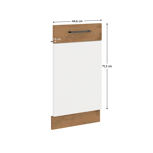 Dvierka na vstavanú umývačku riadu, dub lancelot/biela extra vysoký lesk HG, VEGA ZM 713x446