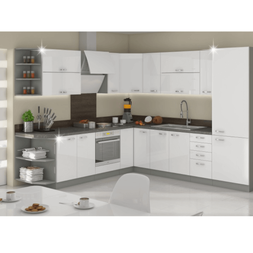 Skrinka dolná, biela extra vysoký lesk/sivá, PRADO 80 D 2F BB