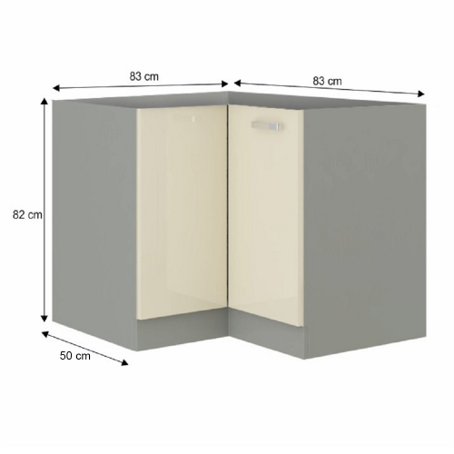 Skrinka dolná, krémová extra vysoký lesk/sivá, PRADO 90/90 DN BB