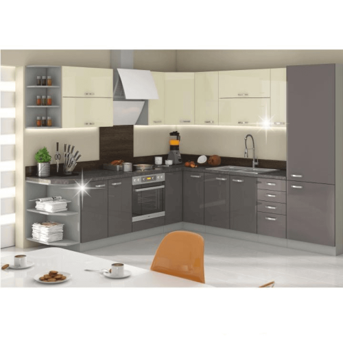 Skrinka dolná, sivá extra vysoký lesk/sivá, PRADO 90/90 DN BB