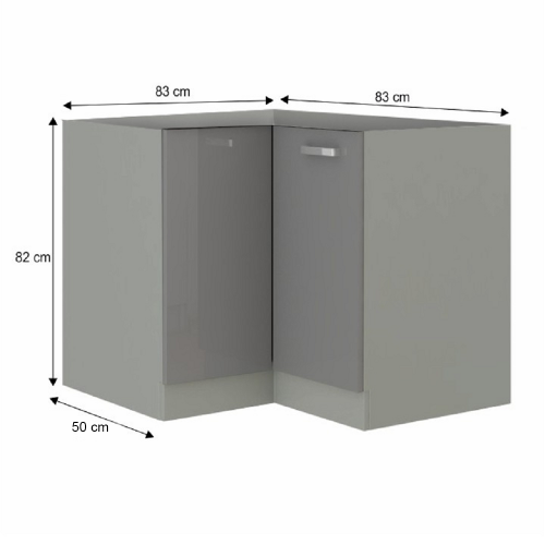 Skrinka dolná, sivá extra vysoký lesk/sivá, PRADO 90/90 DN BB