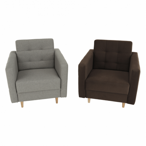 Celočalúnené kreslo, čokoládová látka, AMEDIA