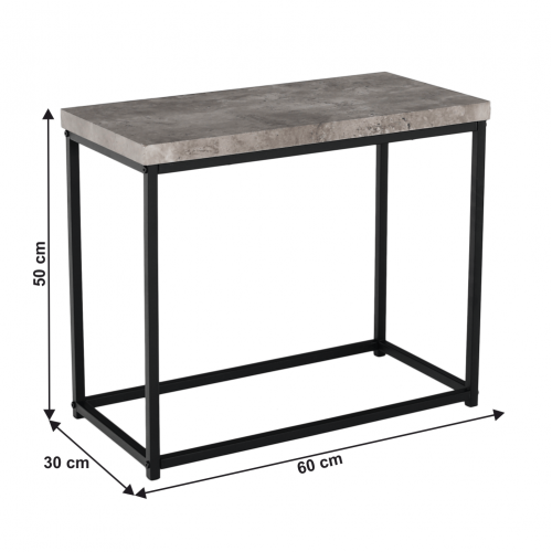 Príručný stolík, čierna/betón, TENDER