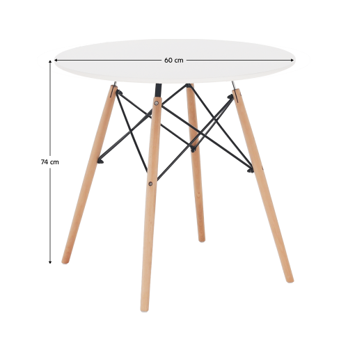 Jedálenský stôl, biela/buk, priemer 60 cm, GAMIN NEW 60 Jedálenský stôl, biela/buk, priemer 60 cm, GAMIN NEW 60