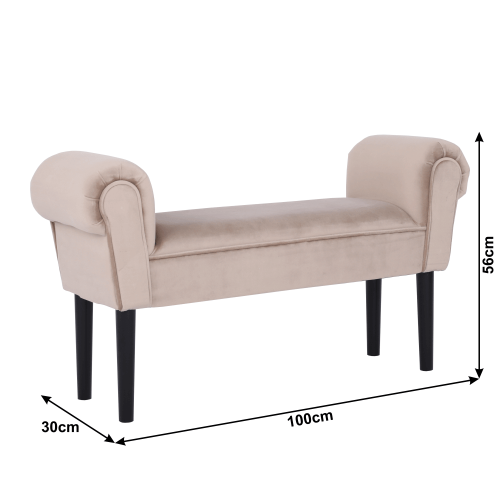 Lavica, Velvet látka, béžovosivá/čierna, BURDA