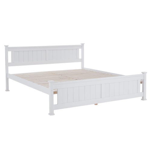 Posteľ s roštom, borovicové drevo/biela, 160x200, LUCAS NEW