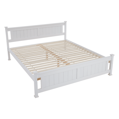 Posteľ s roštom, borovicové drevo/biela, 160x200, LUCAS NEW