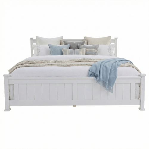 Posteľ s roštom, borovicové drevo/biela, 160x200, LUCAS NEW