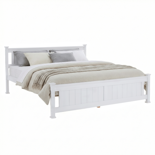 Posteľ s roštom, borovicové drevo/biela, 160x200, LUCAS NEW