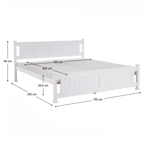 Posteľ s roštom, borovicové drevo/biela, 160x200, LUCAS NEW