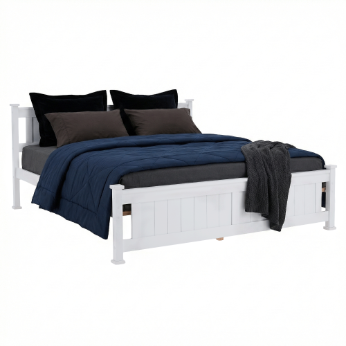 Posteľ s roštom, borovicové drevo/biela, 180x200, LUCAS NEW