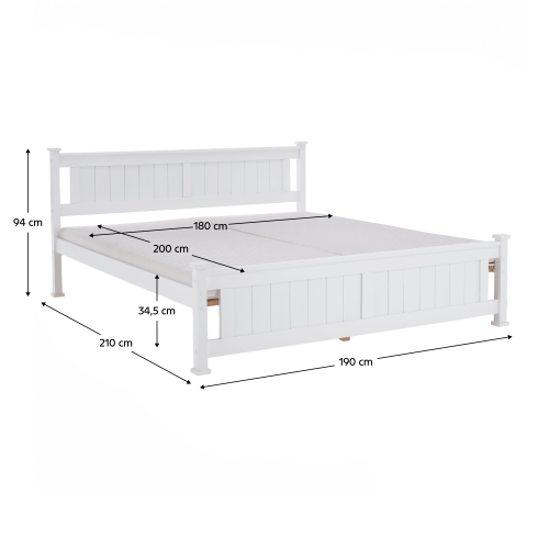 Posteľ s roštom, borovicové drevo/biela, 180x200, LUCAS NEW
