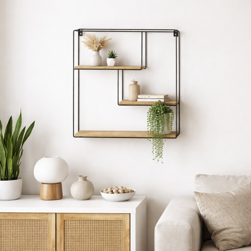 Polička, prírodná/čierna, DESIO TYP 1