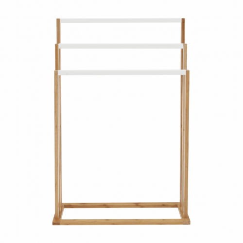 Stojan na uteráky, bambus/biela, KOMO NEW