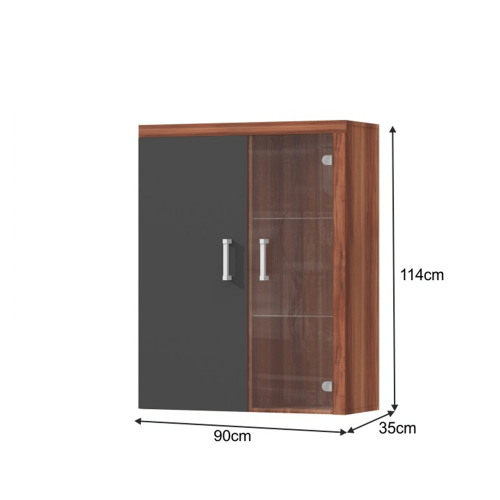 Závesná vitrína, slivka/sivý grafit, CHERIS 4