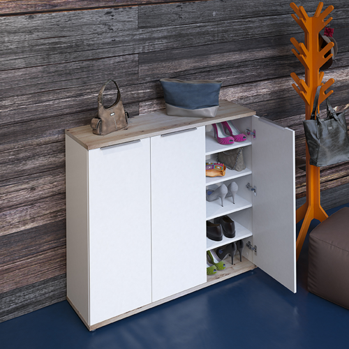 Botník, biela/dub artisan, MODINI TYP 2