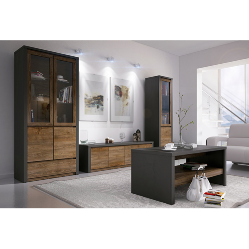 Zrkadlo, dub lefkas tmavý/smooth sivý, MONTANA LS