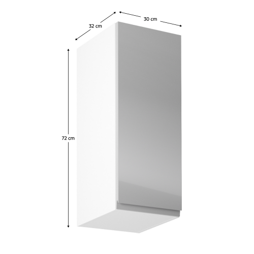 Horná skrinka, biela/sivý extra vysoký lesk, pravá, AURORA G30