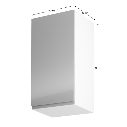 Horná skrinka, biela/sivý extra vysoký lesk, ľavá, AURORA G40