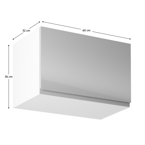 Horná skrinka, biela/sivý extra vysoký lesk, AURORA G60KN