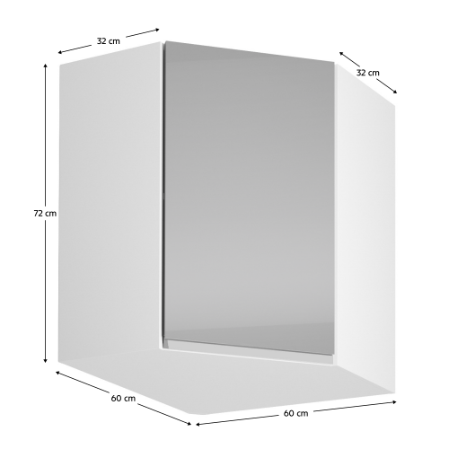 Horná skrinka, biela/sivý extra vysoký lesk, AURORA G60N