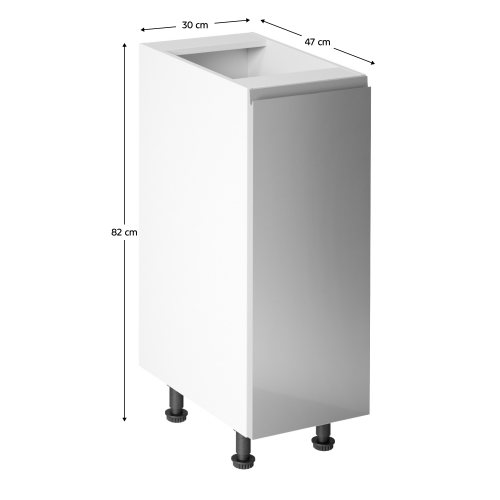 Spodná skrinka, biela/sivá extra vysoký lesk, pravá, AURORA D30