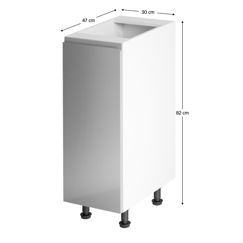 Spodná skrinka, biela/sivá extra vysoký lesk, ľavá, AURORA D30