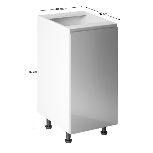 Spodná skrinka, biela/sivá extra vysoký lesk, pravá, AURORA D40