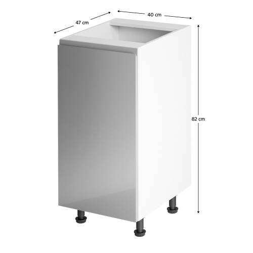 Spodná skrinka, biela/sivá extra vysoký lesk, ľavá, AURORA D40