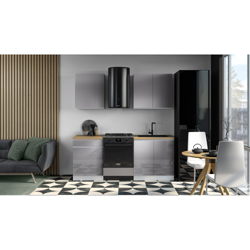 Spodná skrinka, biela/sivá extra vysoký lesk, ľavá, AURORA D601F