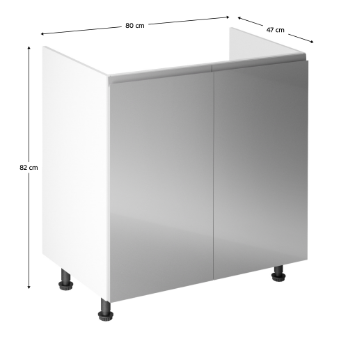 Drezová skrinka, biela/sivá extra vysoký lesk, AURORA D80Z