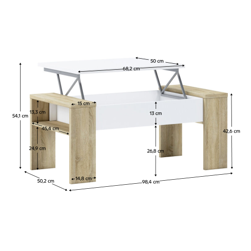 Konferenčný stolík, dub sonoma/biela, PULA