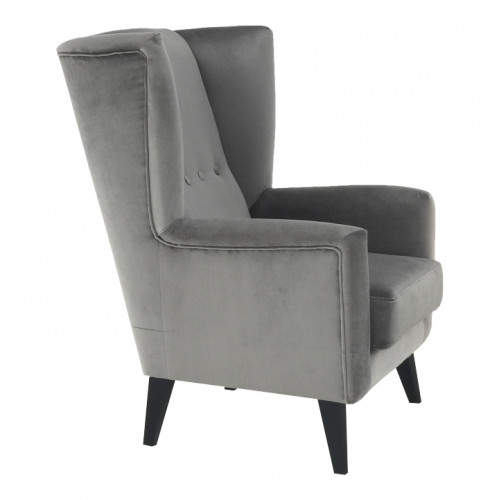 Kreslo-ušiak, svetlosivá/čierna, RODEZA