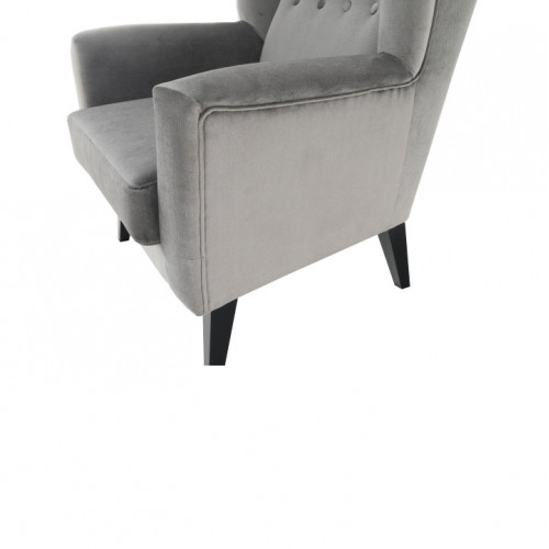 Kreslo-ušiak, svetlosivá/čierna, RODEZA