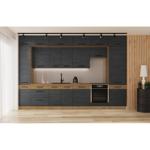 Drezová skrinka, sivá matná/dub lancelot, VEGA 80 ZL 2F BB