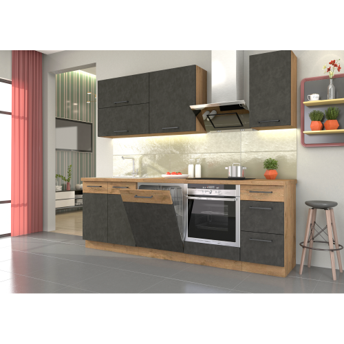 Drezová skrinka, sivá matná/dub lancelot, VEGA 80 ZL 2F BB