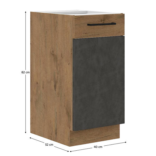 Spodná skrinka, sivá matná/dub lancelot, VEGA 40 D 1F BB